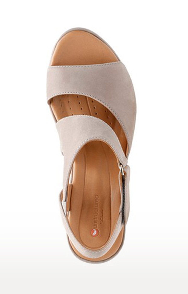 Grey Leather Wedge Sandals for Women s