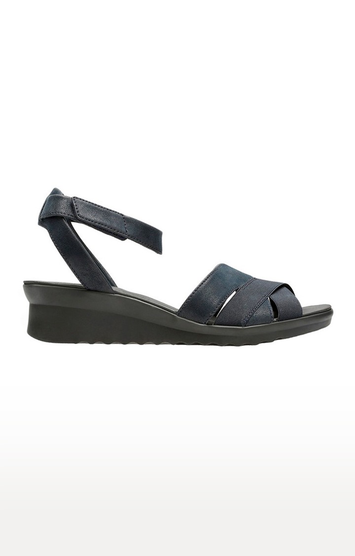 Clarks navy blue wedge sandals shop