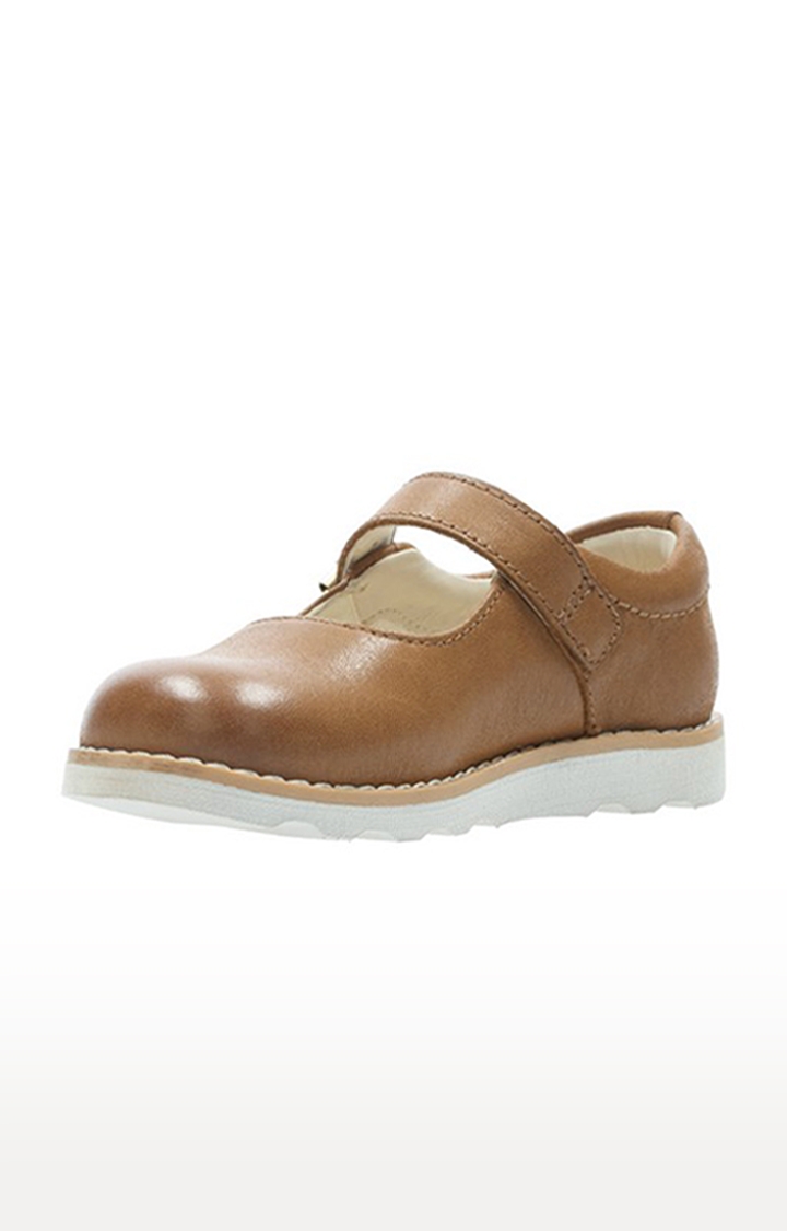 Girls Brown Leather Casual Slip-ons