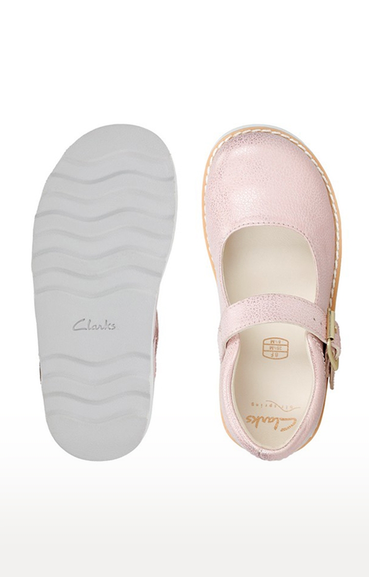 Clarks | Girls Pink Leather Casual Slip-ons 6