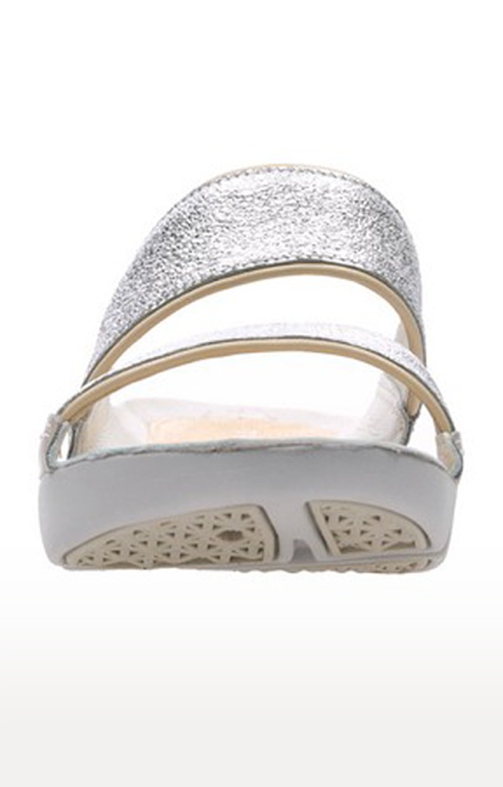 Women's Silver Leather Sandals