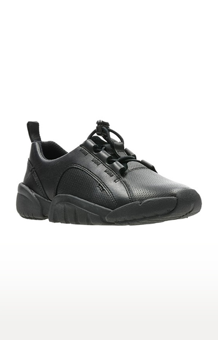 Boys Black Leather Sneakers