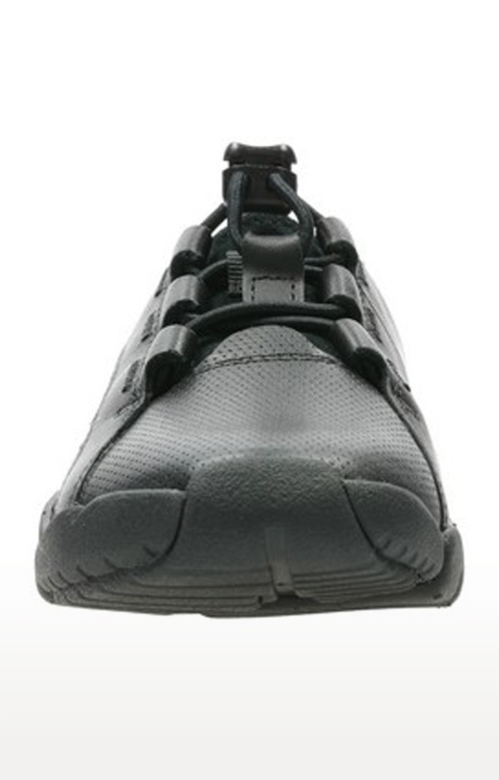 Boys Black Leather Sneakers