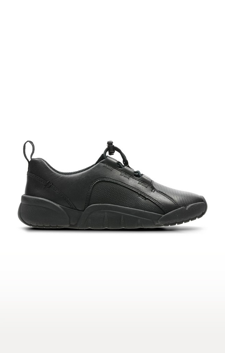 Boys Black Leather Sneakers