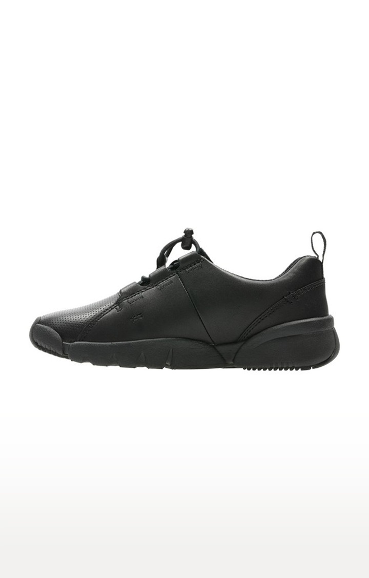 Boys Black Leather Sneakers