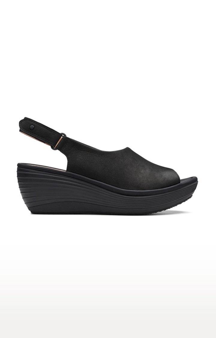 Clarks black online wedges