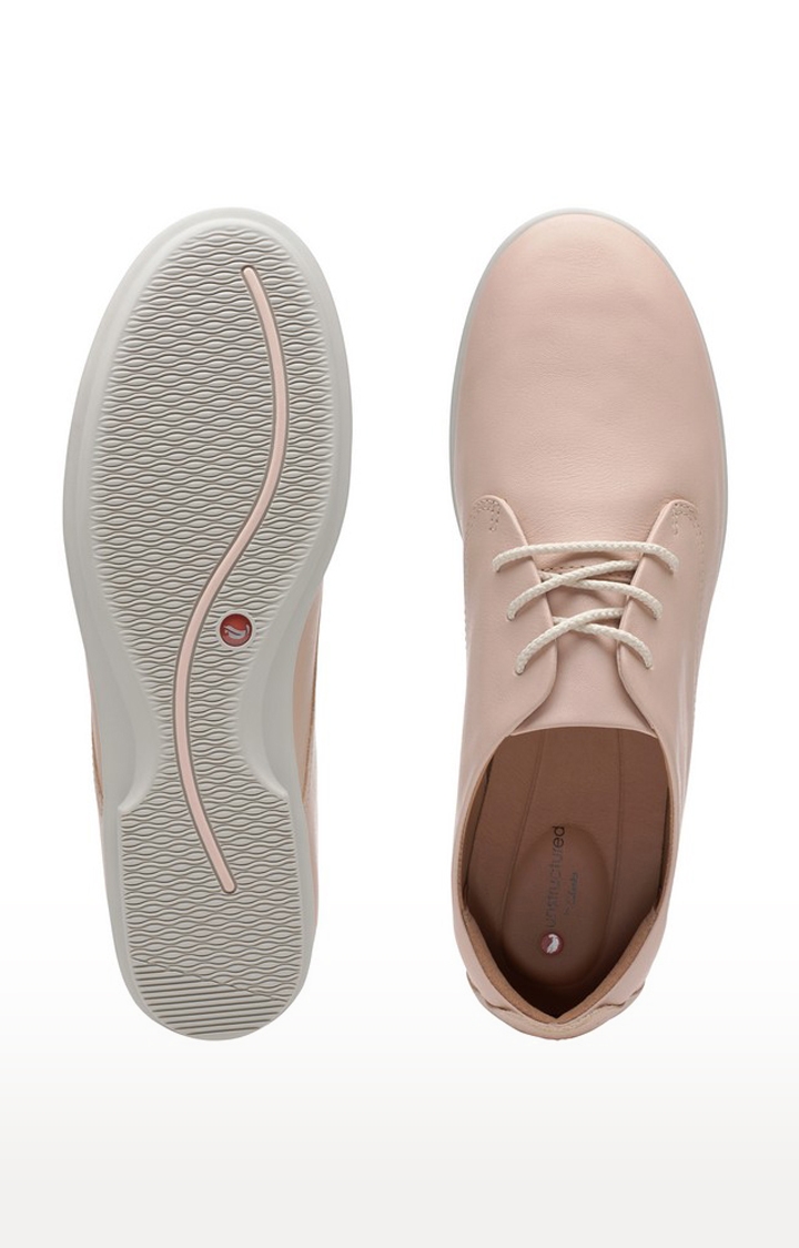 Clarks | Women's Pink Leather Casual Lace-ups 4