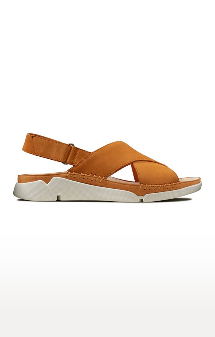 Women's Orange Leather Sandals