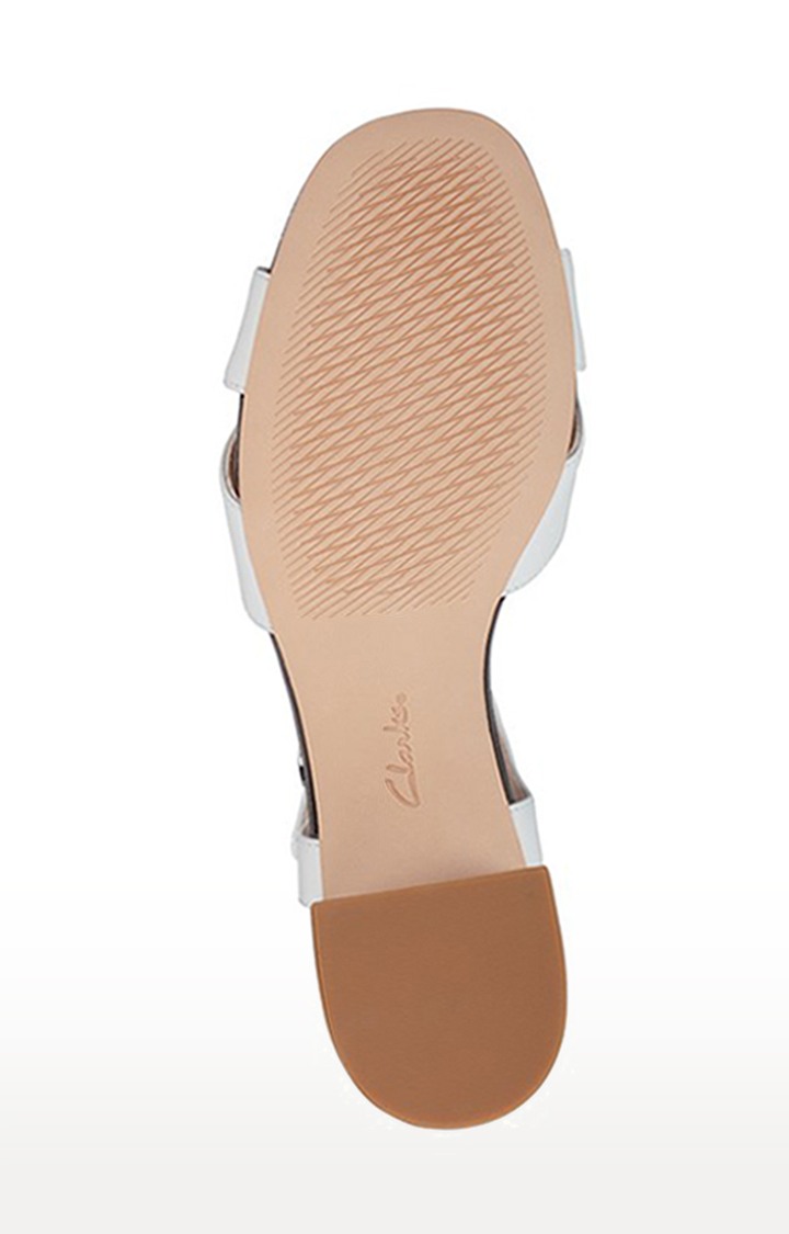 Women's White Leather Heel Sandals