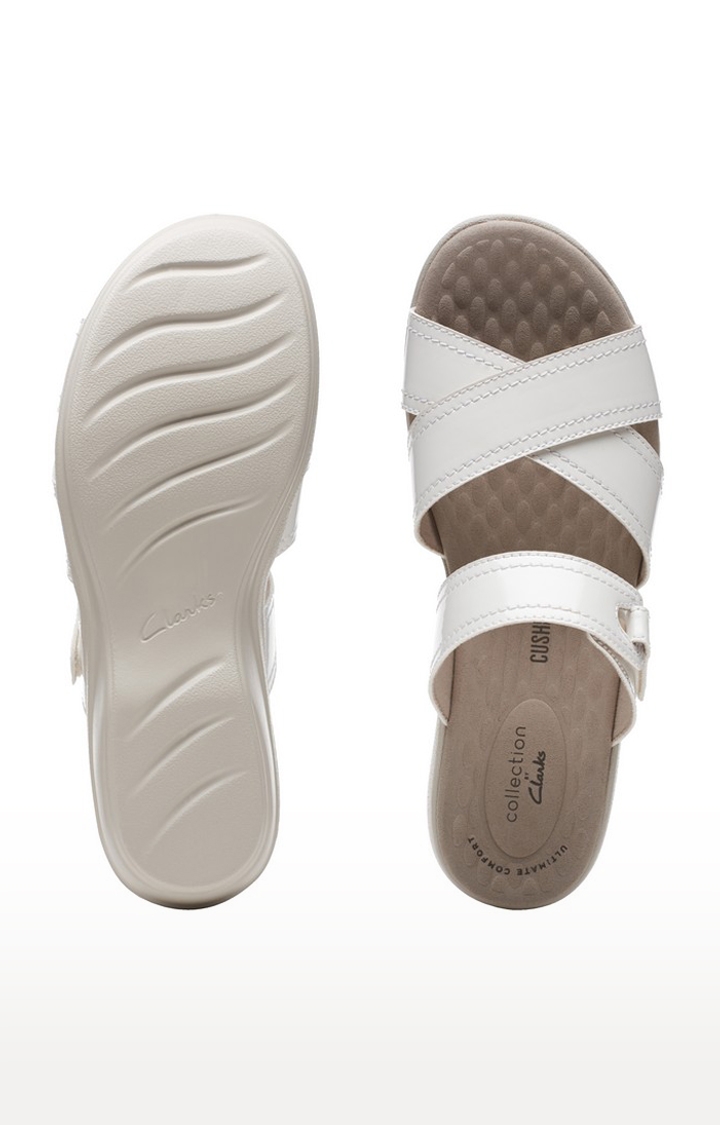 Clarks | Women's White Synthetic Sandals 6