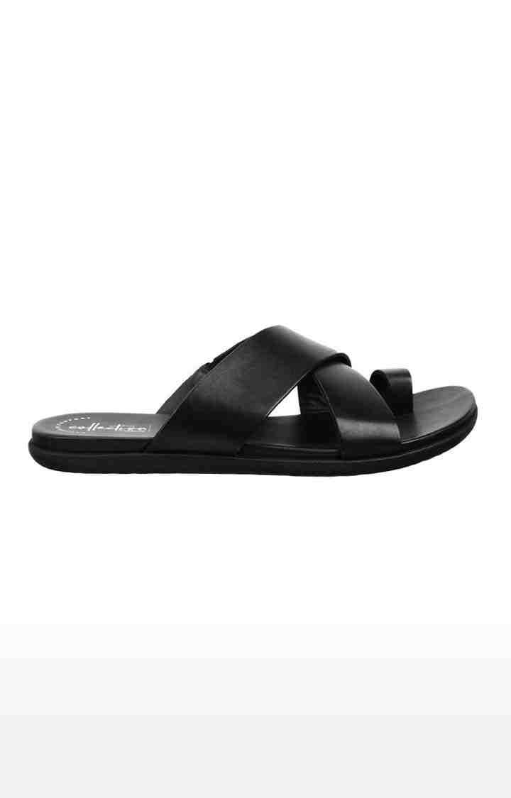 mens leather sandals black
