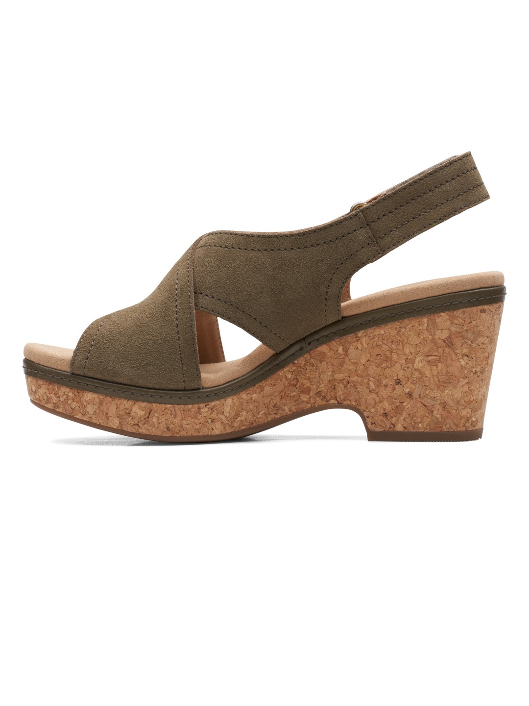 CLARKS OLIVE WOMEN GISELLE COVE WEDGE SANDALS