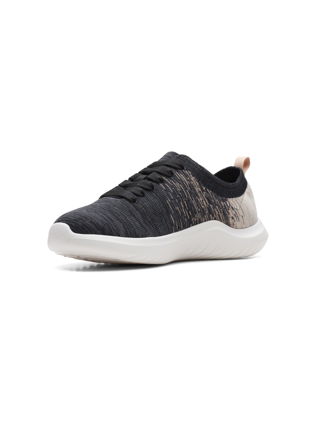 CLARKS BLACK WOMEN NOVA GLINT LACE UP SNEAKERS