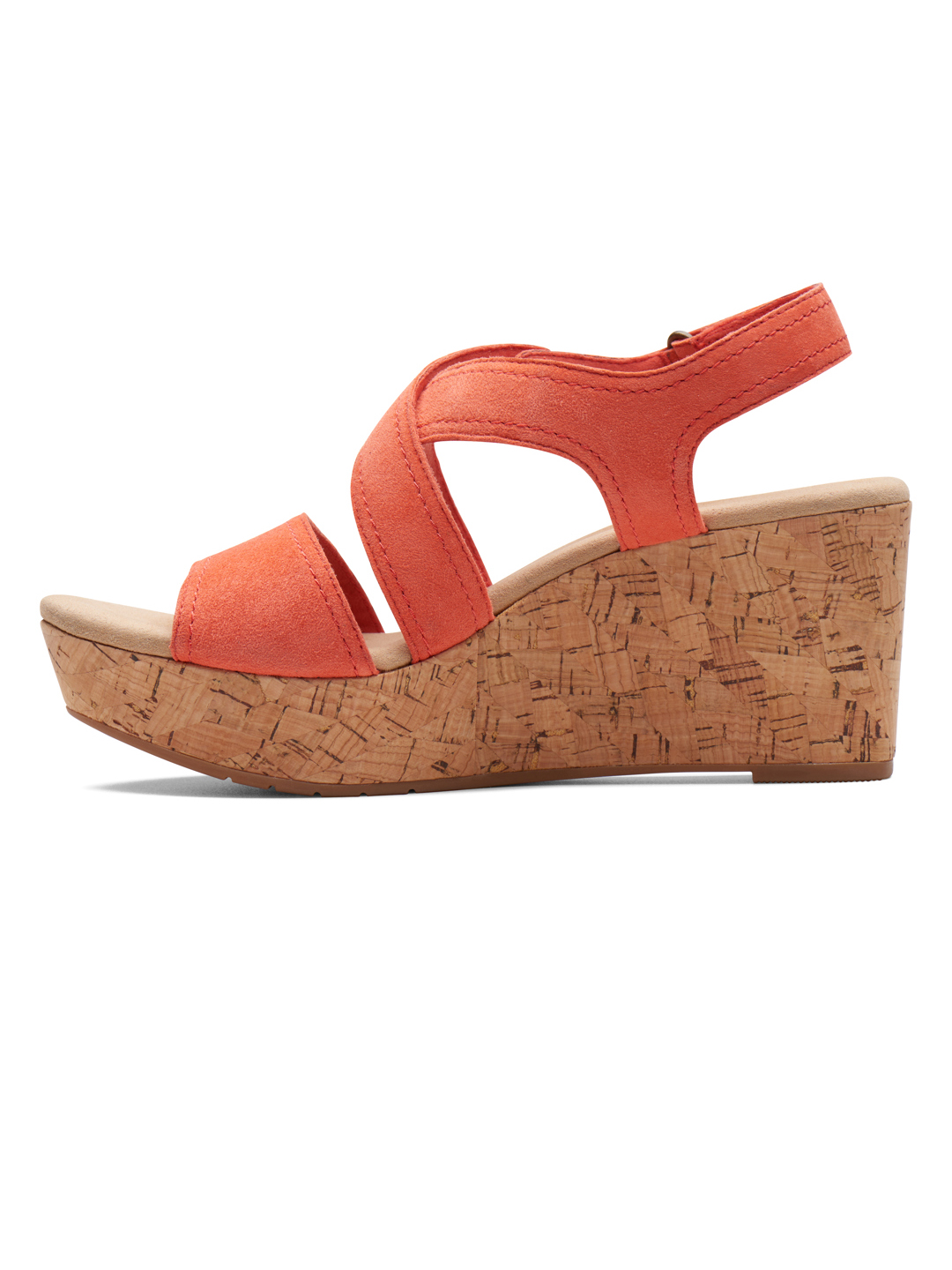 CLARKS RED WOMEN ROSE WAY WEDGE SANDALS