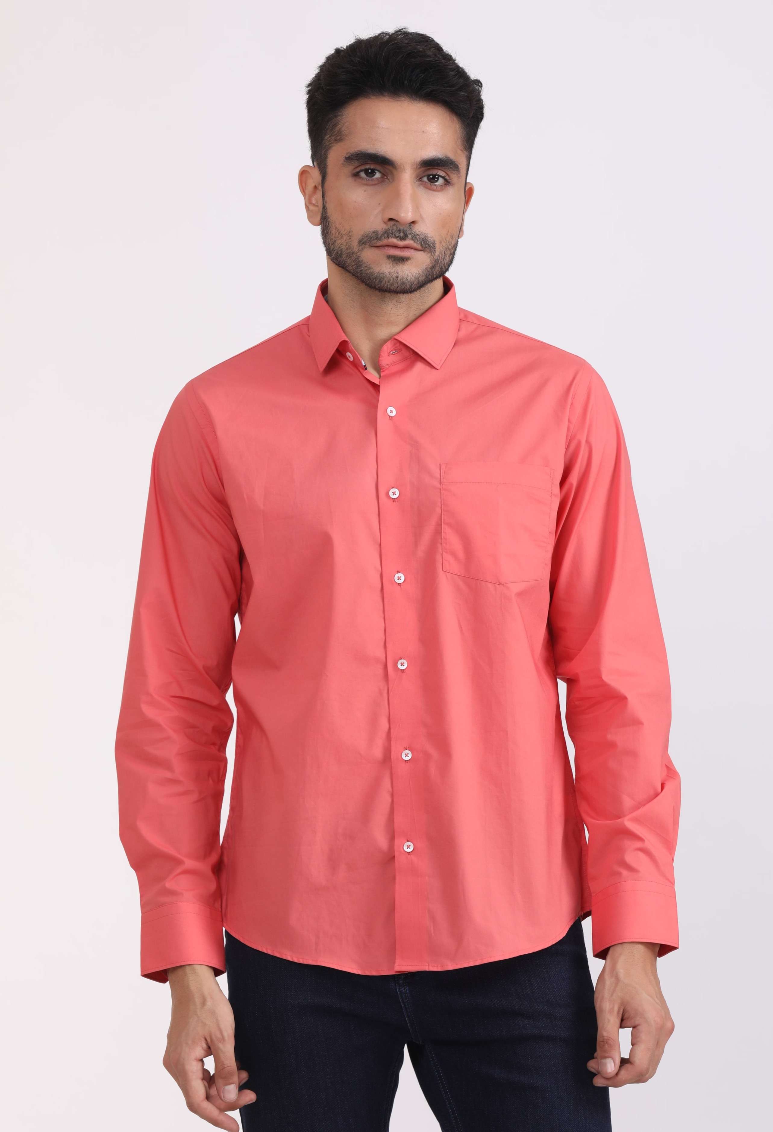 Albion Mens Primume Orange Casual Shirt