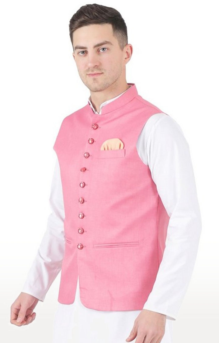 TAHVO | Tahvo Pink 9 Button Nehru Jacket 1
