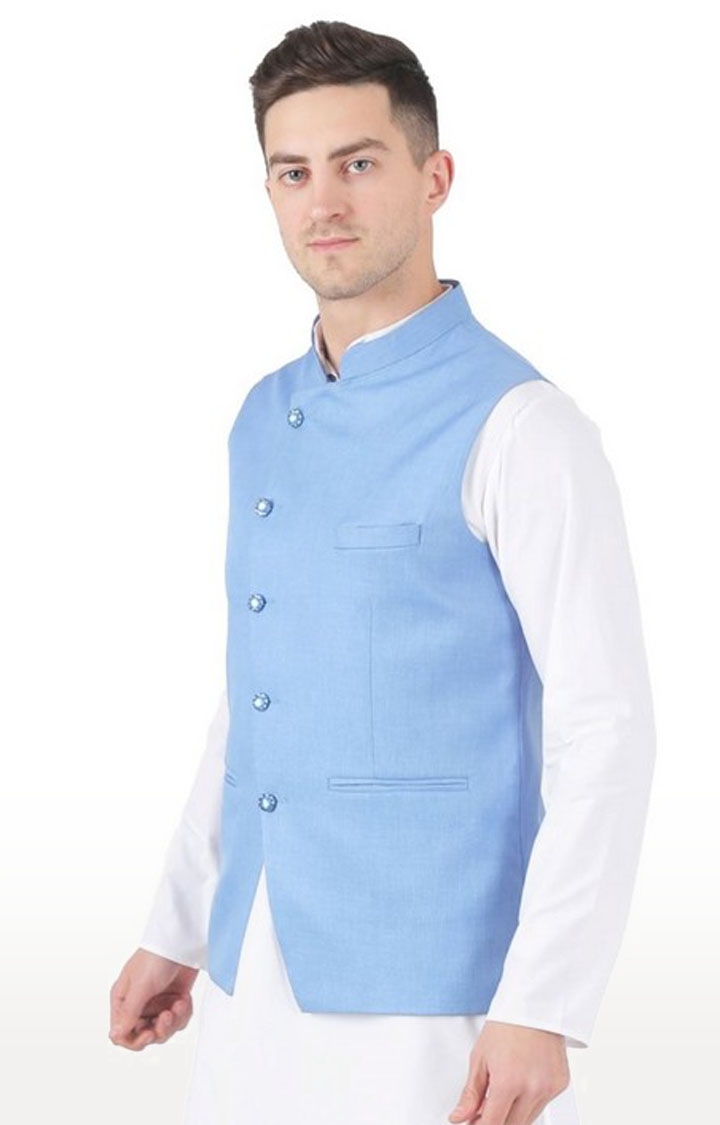 TAHVO | Tahvo Blue Angrakha Nehru Jacket 1