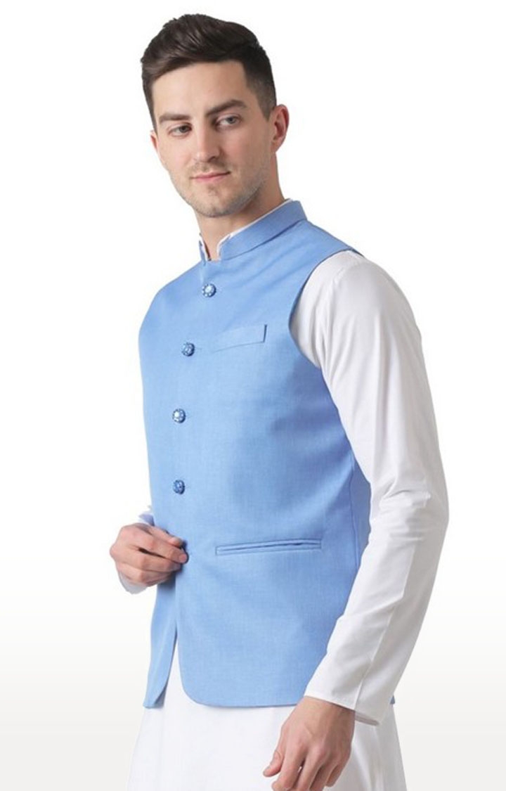 TAHVO | Tahvo Blue 5 Button Nehru Jacket 1