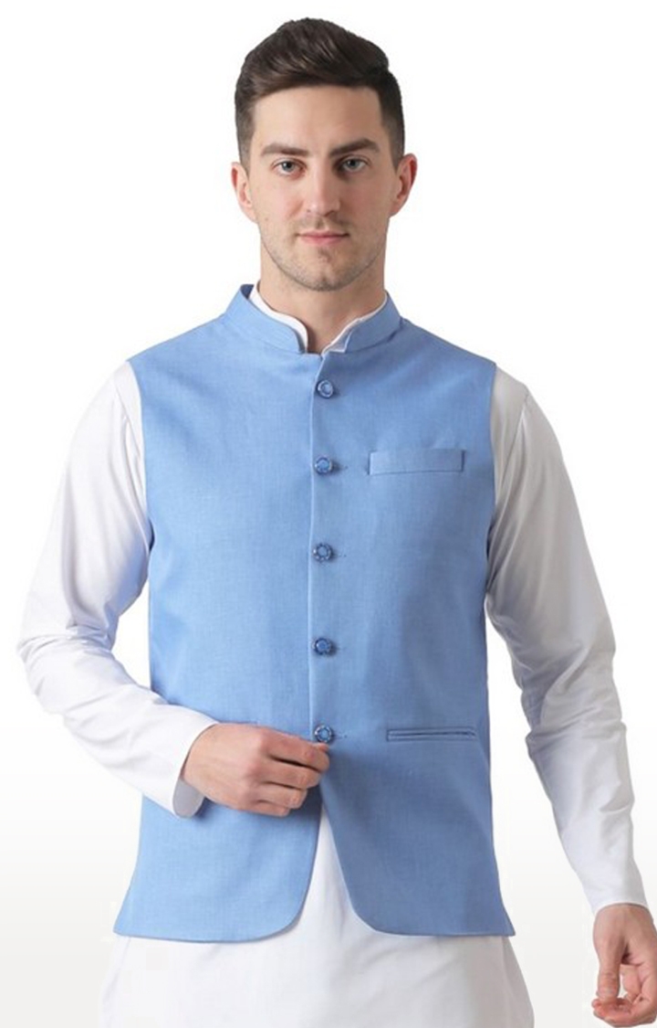 TAHVO | Tahvo Blue 5 Button Nehru Jacket 0