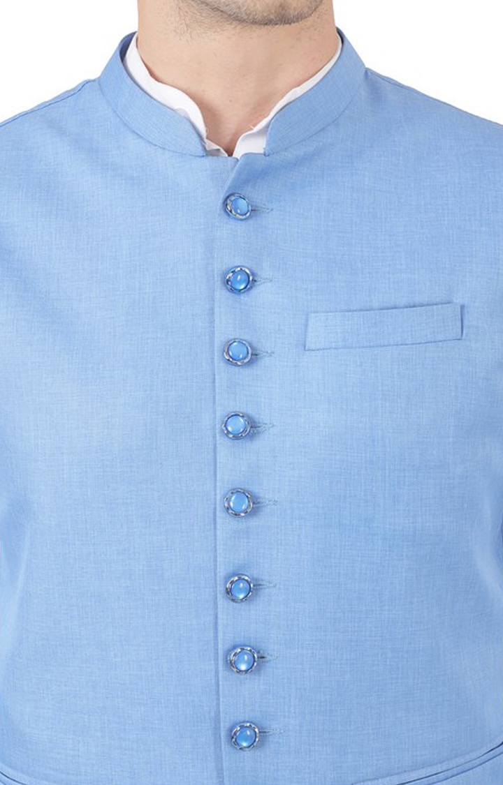 TAHVO | Tahvo Blue 9 Button Nehru Jacket 3