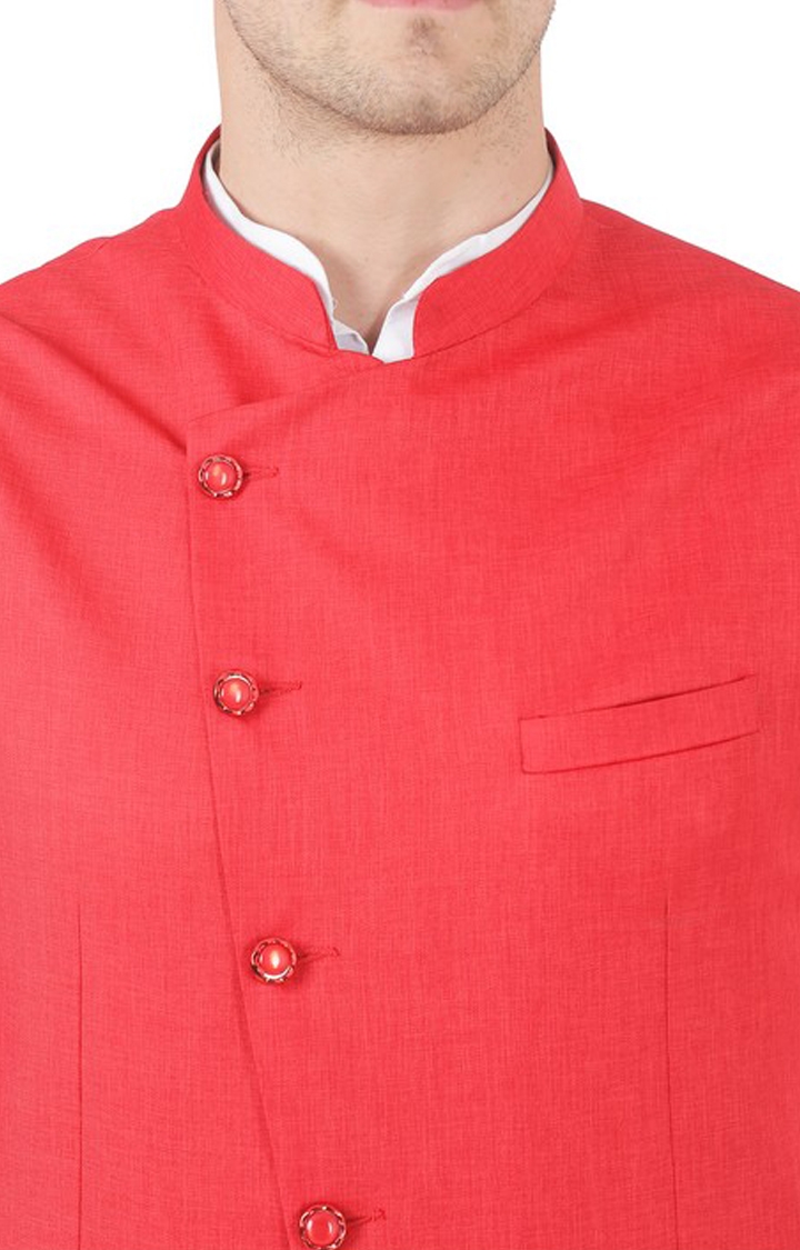 TAHVO | Tahvo Red Angrakha Nehru Jacket 3