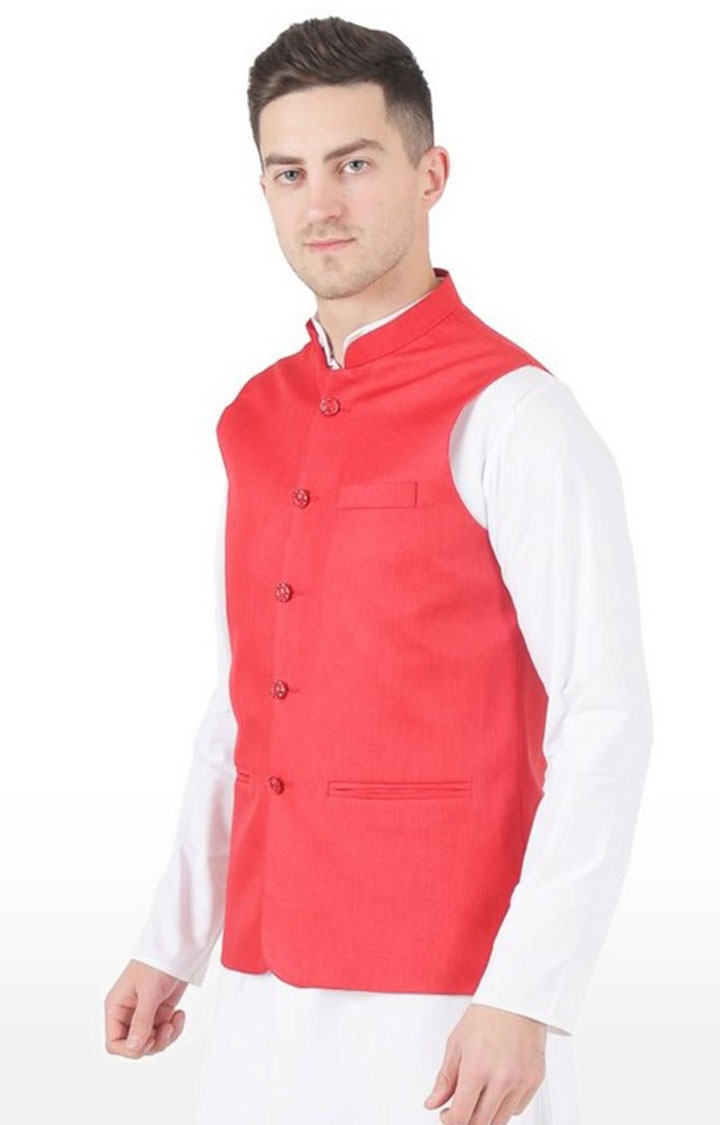 TAHVO | Tahvo Red 5 Button Nehru Jacket 1