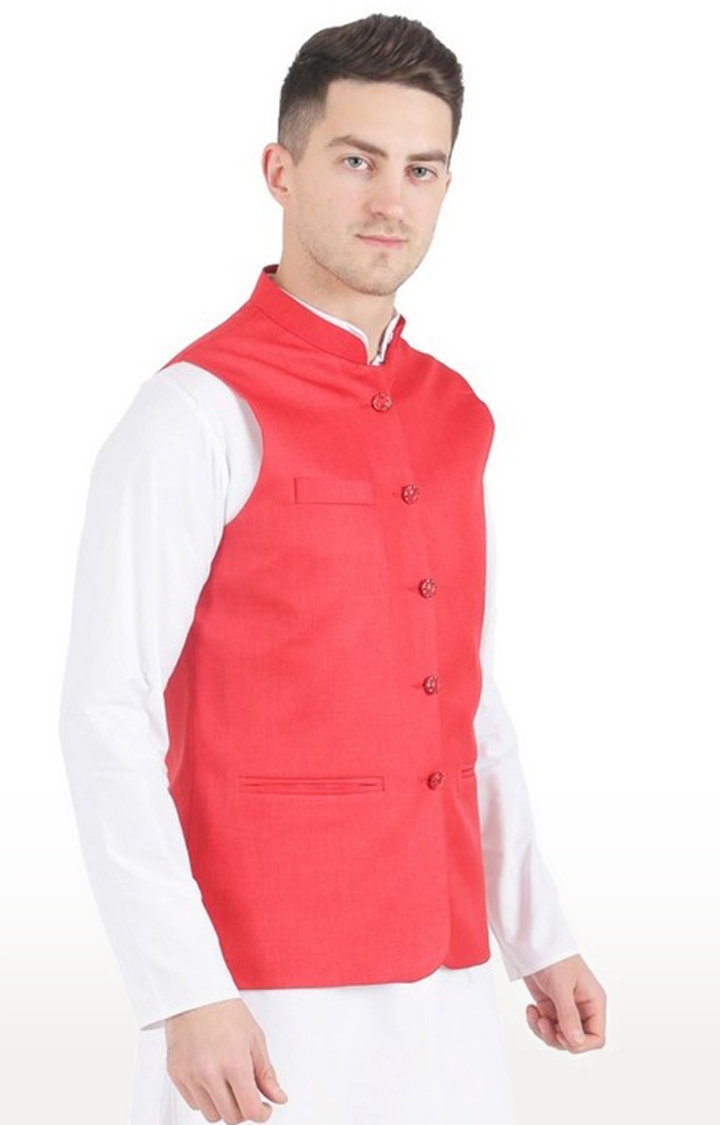 TAHVO | Tahvo Red 5 Button Nehru Jacket 2