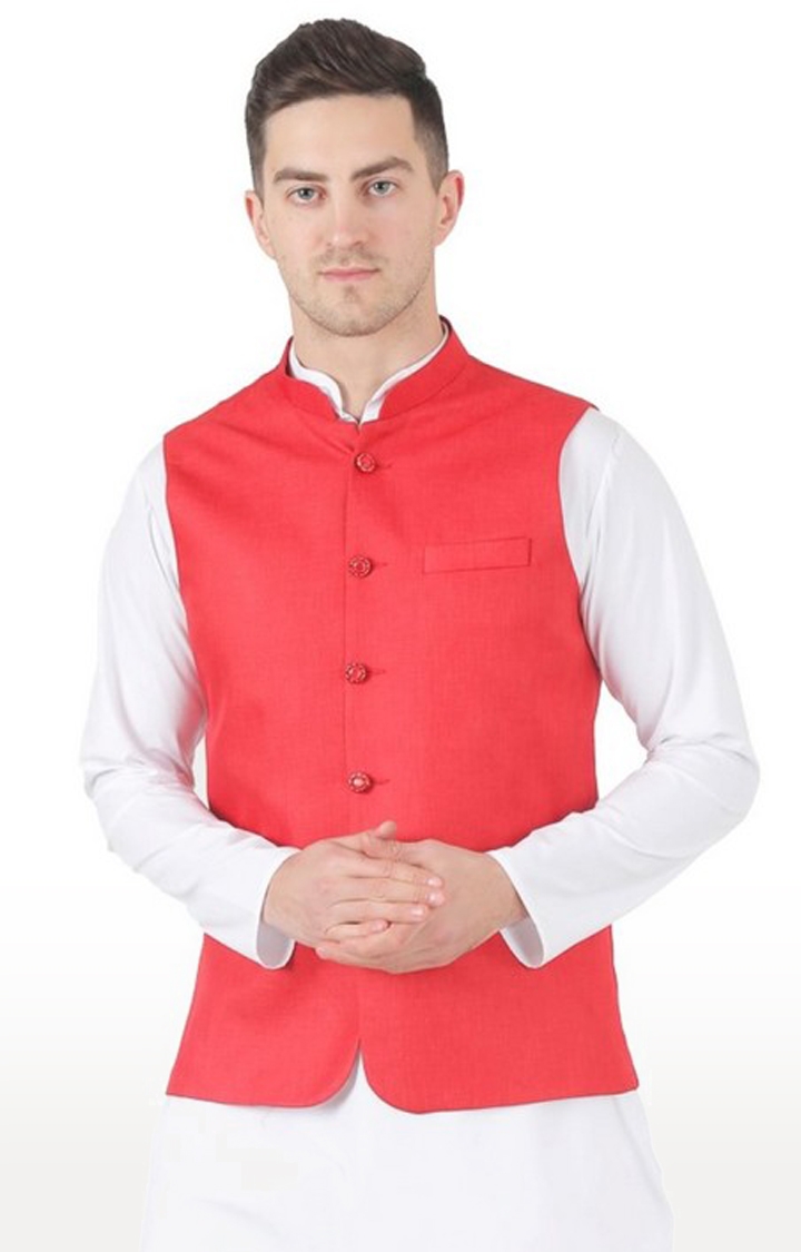 TAHVO | Tahvo Red 5 Button Nehru Jacket 0