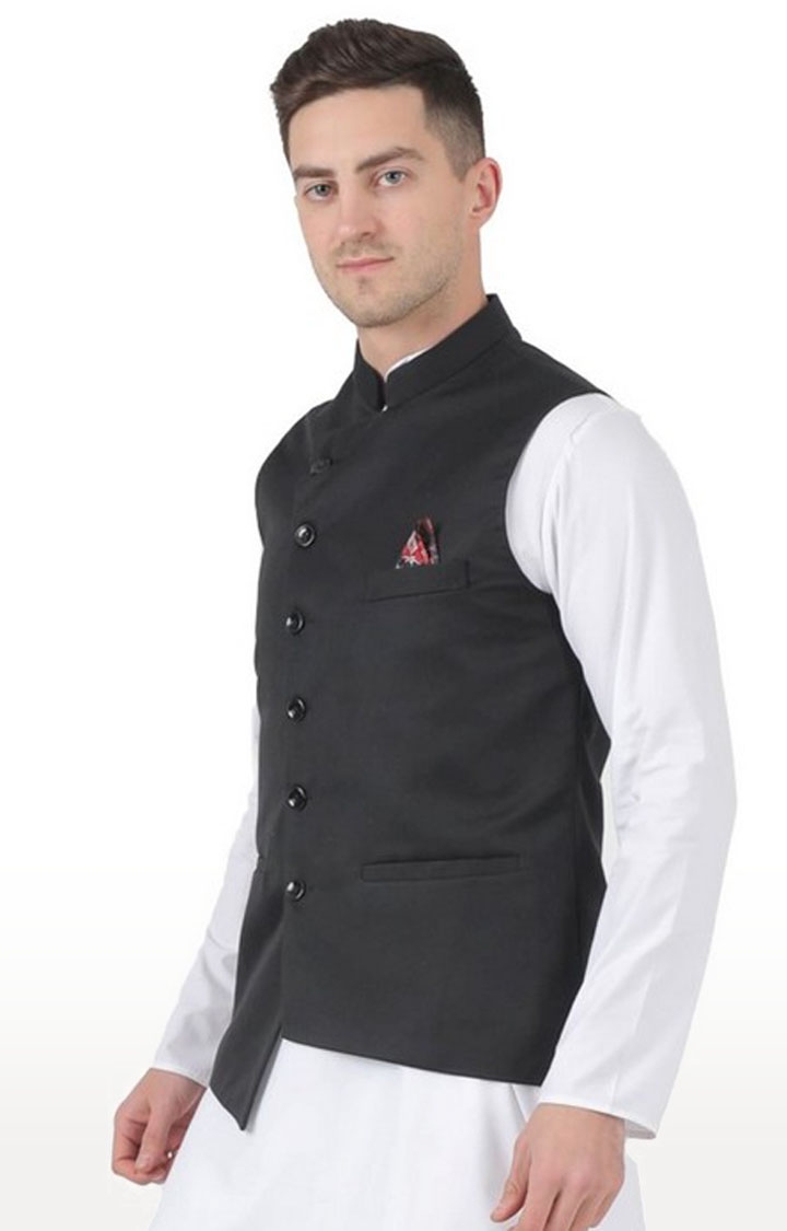 TAHVO | Tahvo Black Angrakha Nehru Jacket 1