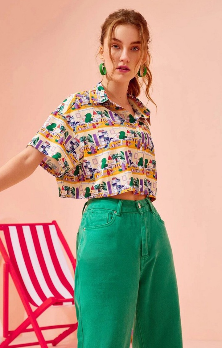 Women's Multi Viscose Rayon Printed Casual Shirts