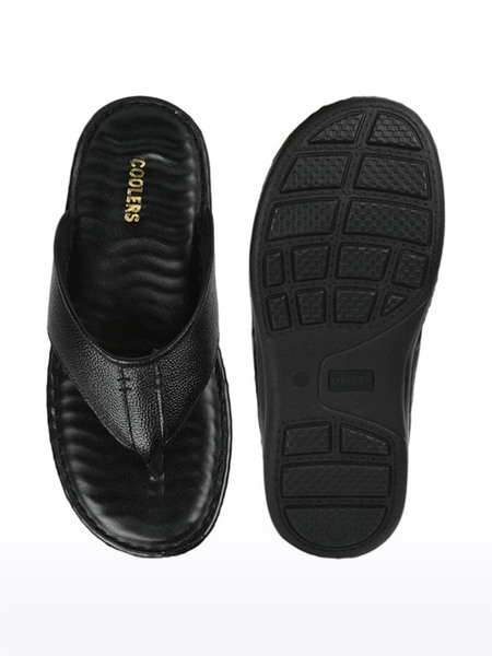 Men's Coolers Leather Black Slippers