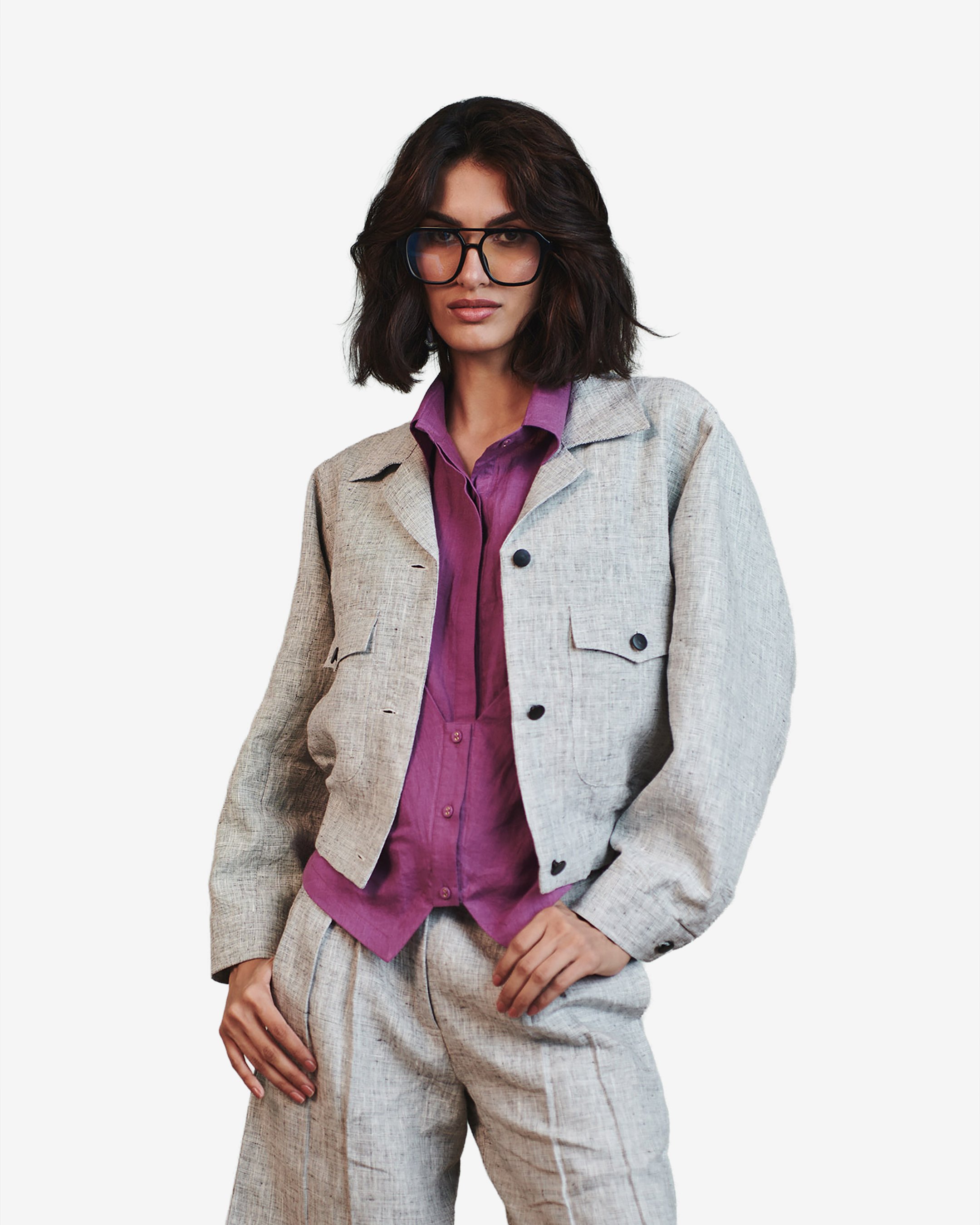 Embroidered Cropped Bomber Jacket