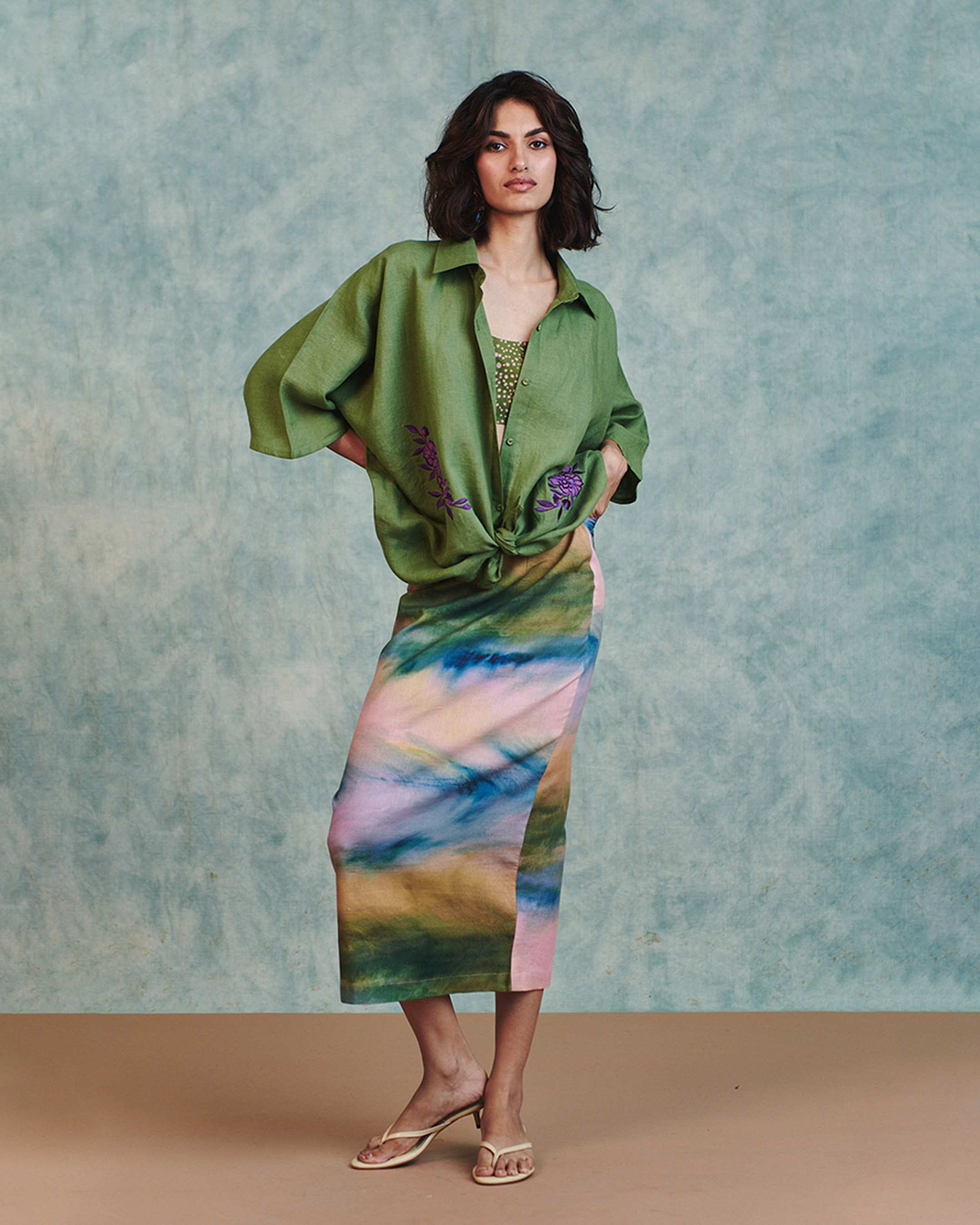 Prism Co-Linen Midi Skirt