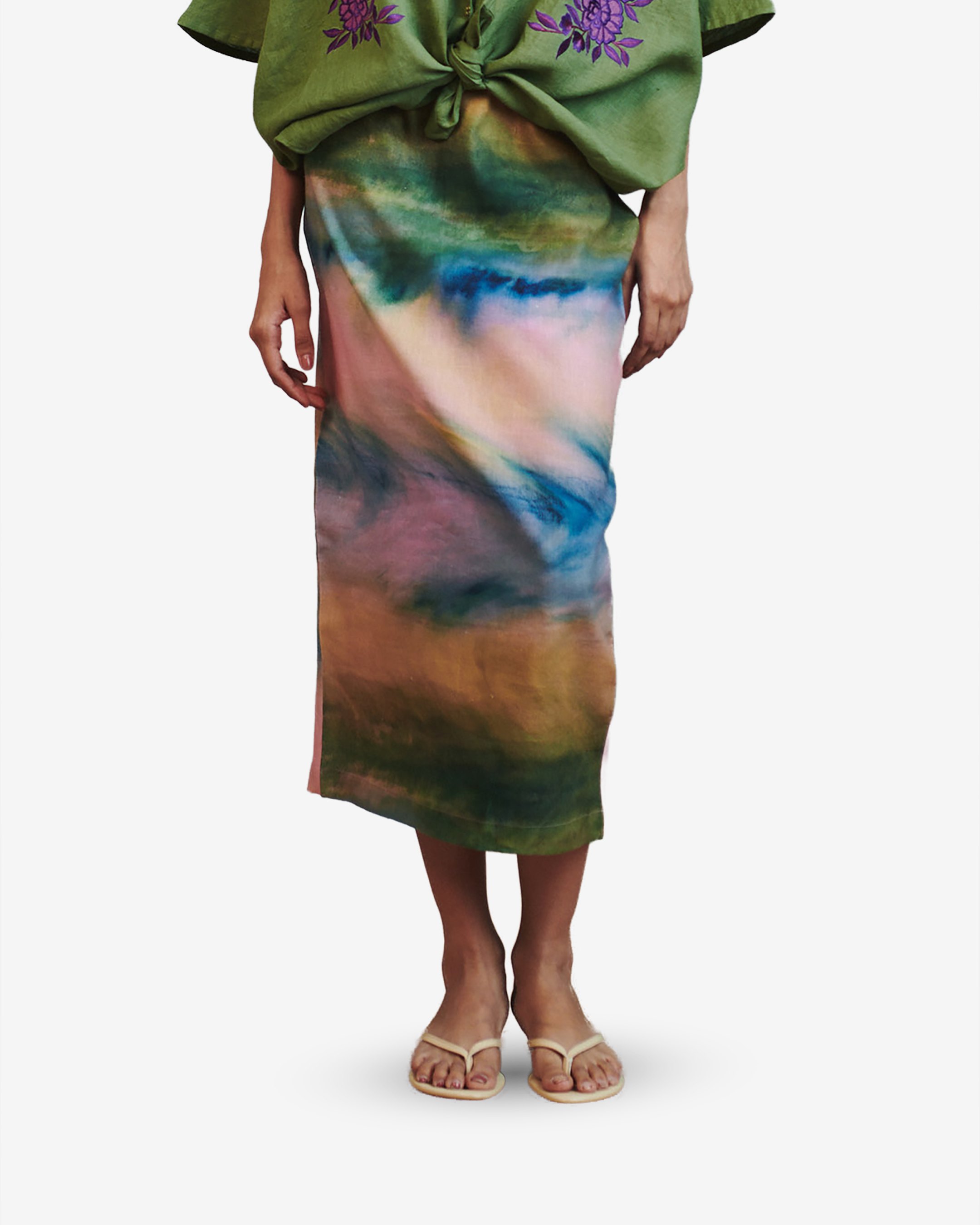 Prism Co-Linen Midi Skirt