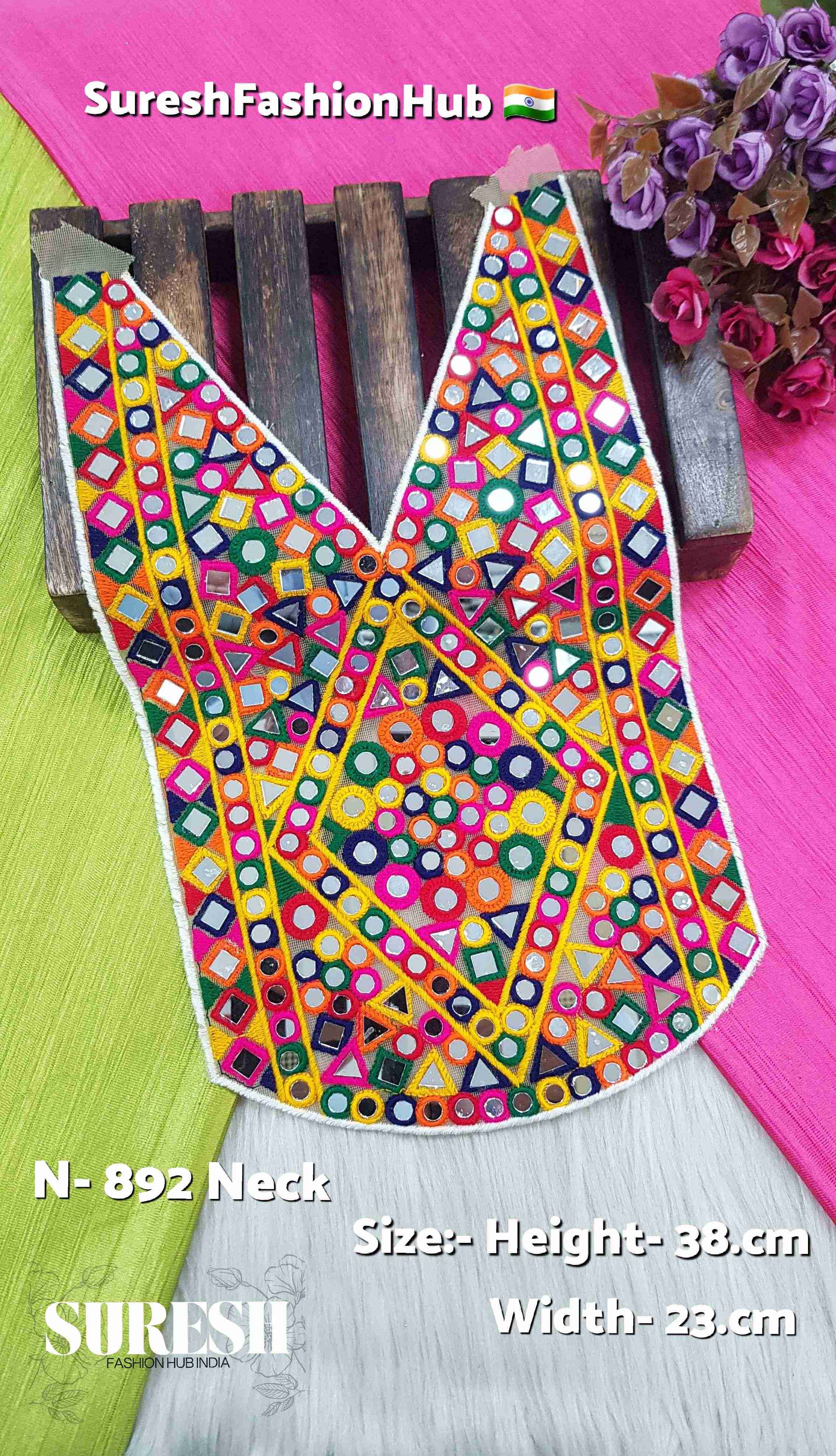 Navratri Shine Multi Mirror Thread Neck Design – Multi | N-892