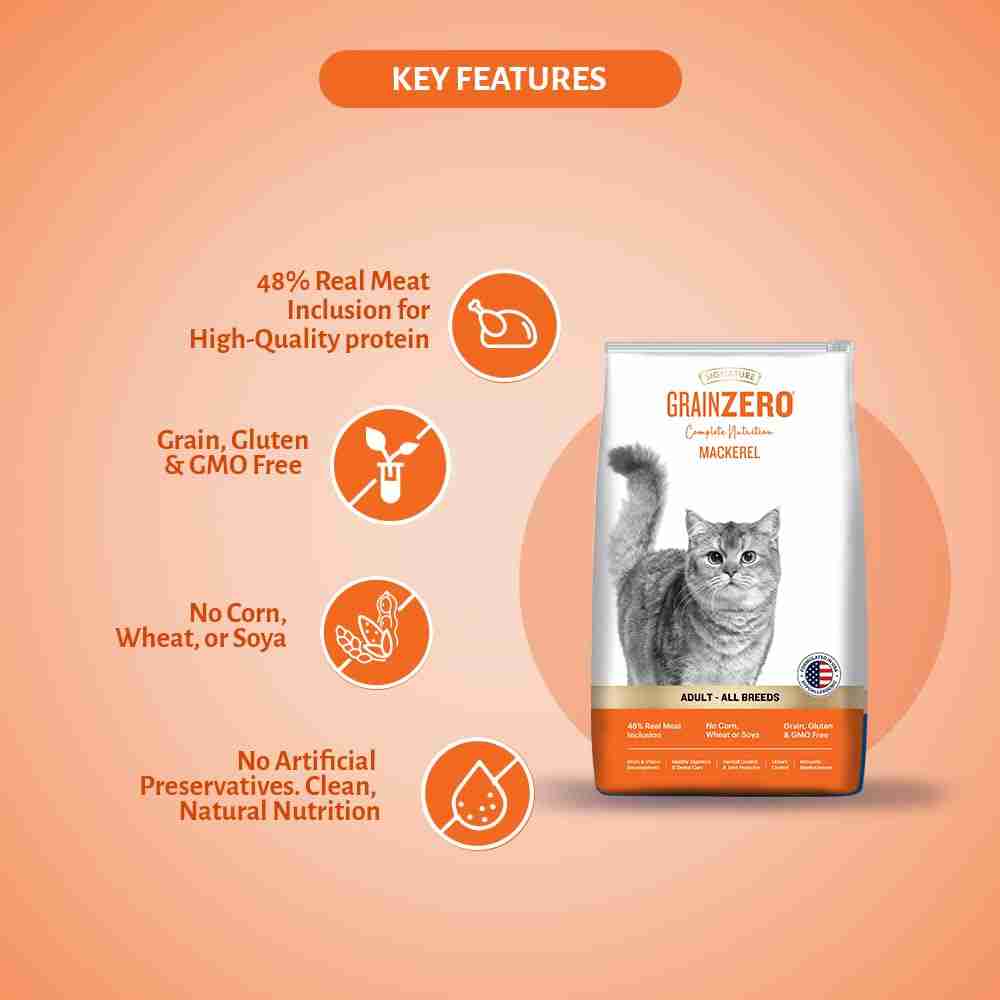 Grain Zero Mackerel Adult Cat Dry Food For All Breed,