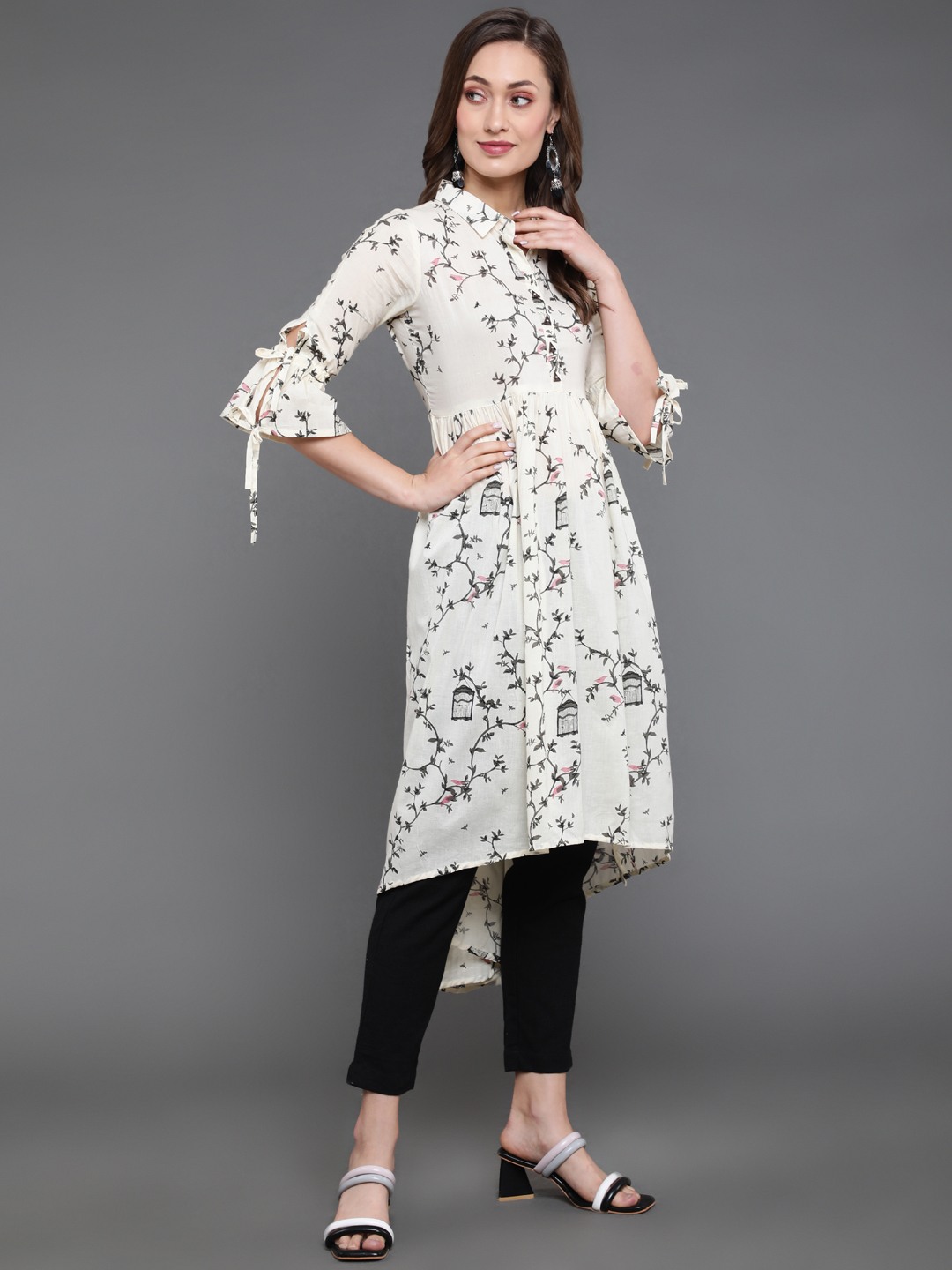 Antaran Pure Cotton printed Low high Kurta
