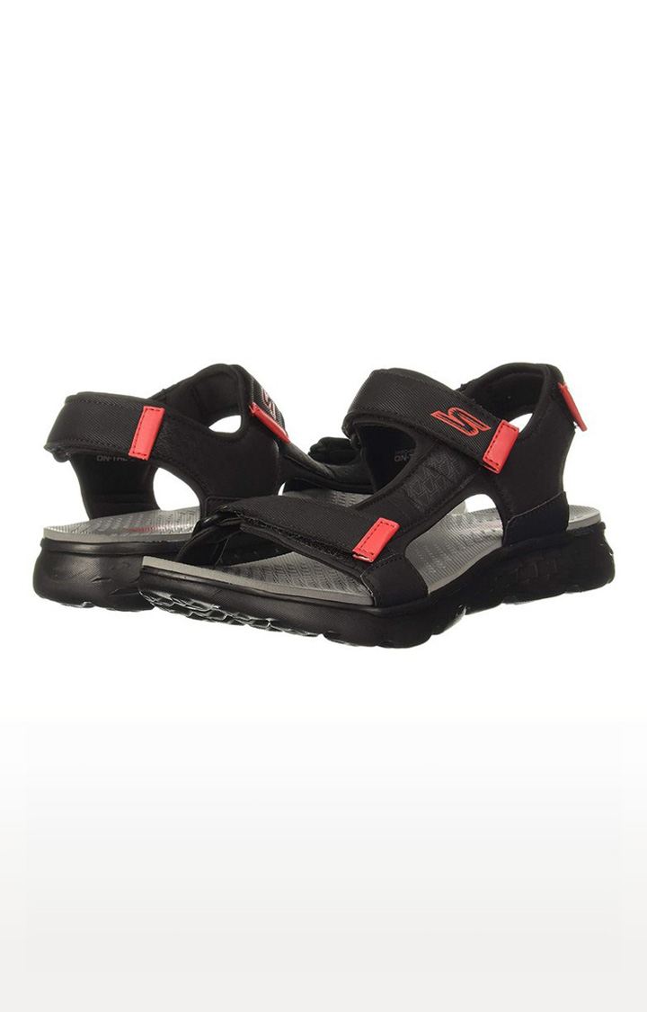 Skechers Men's On-The-go 400-Explorer Black/Grey/RED Sporty Sandal