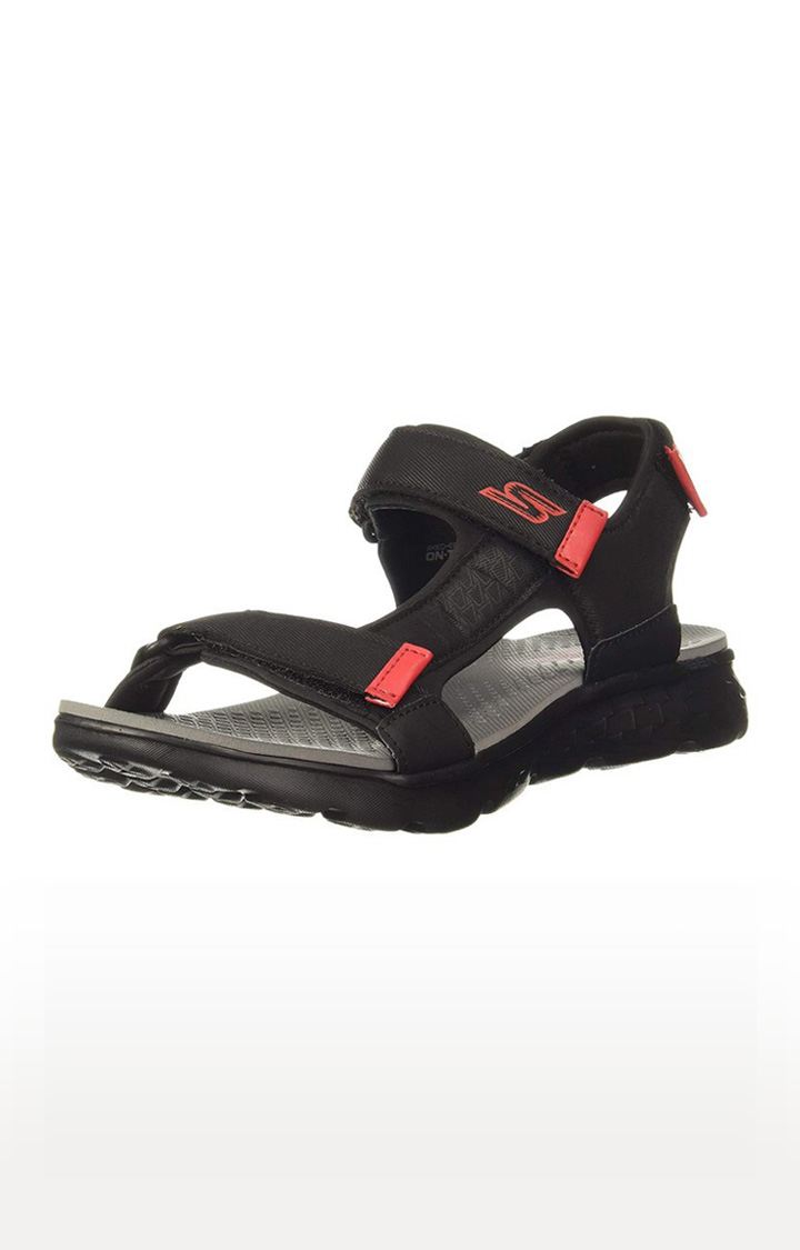 Skechers Men's On-The-go 400-Explorer Black/Grey/RED Sporty Sandal