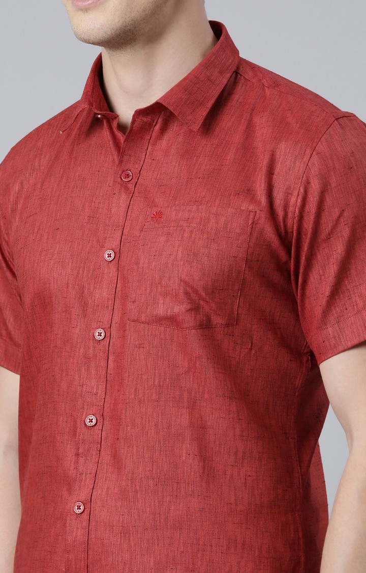 Chennis | Men's Red Cotton Solid Ethnic Set 3
