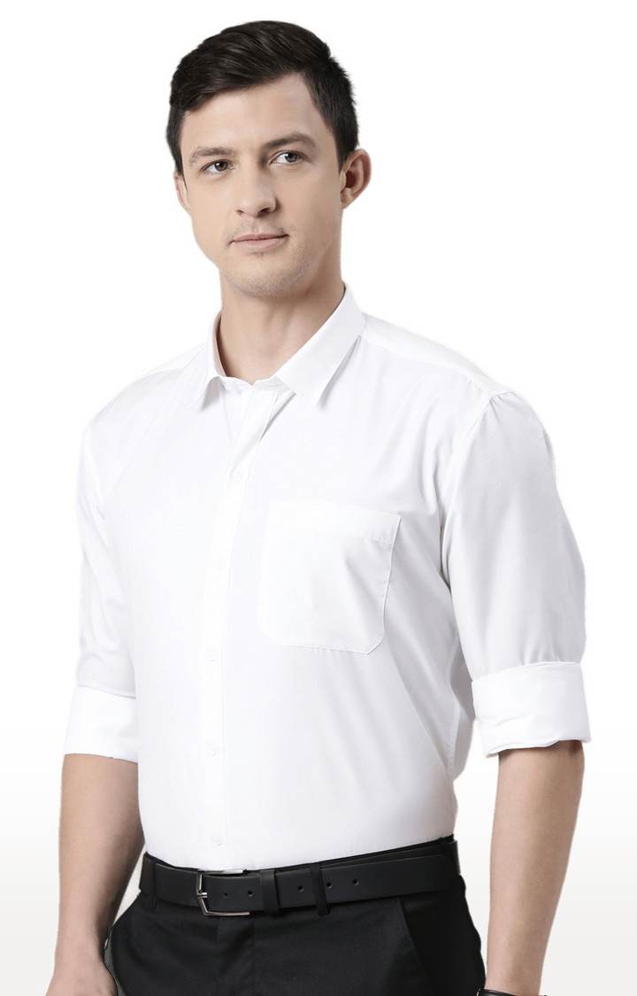 Men's white Cotton Solid Formal Shirt