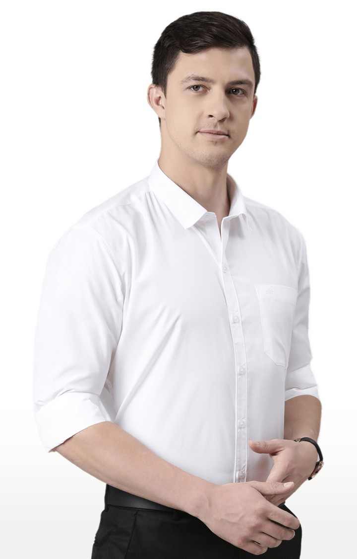 Men's white Cotton Solid Formal Shirt