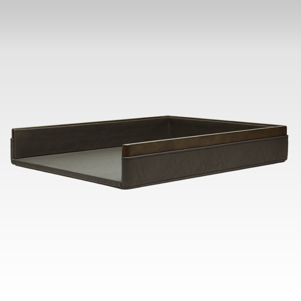A4 Size Paper Tray / Letter Tray / Desk Organizer / Leather Office Accessory in Premium Faux Leather | Lycra Series | Olive Green
