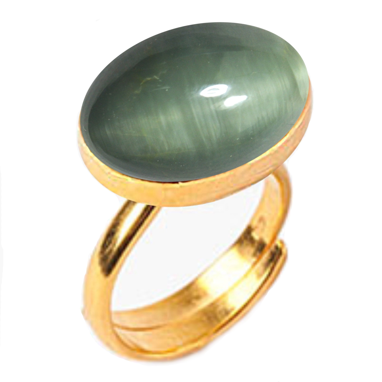 55Carat | Green Gold Plated Cat'S Eye Rings 0