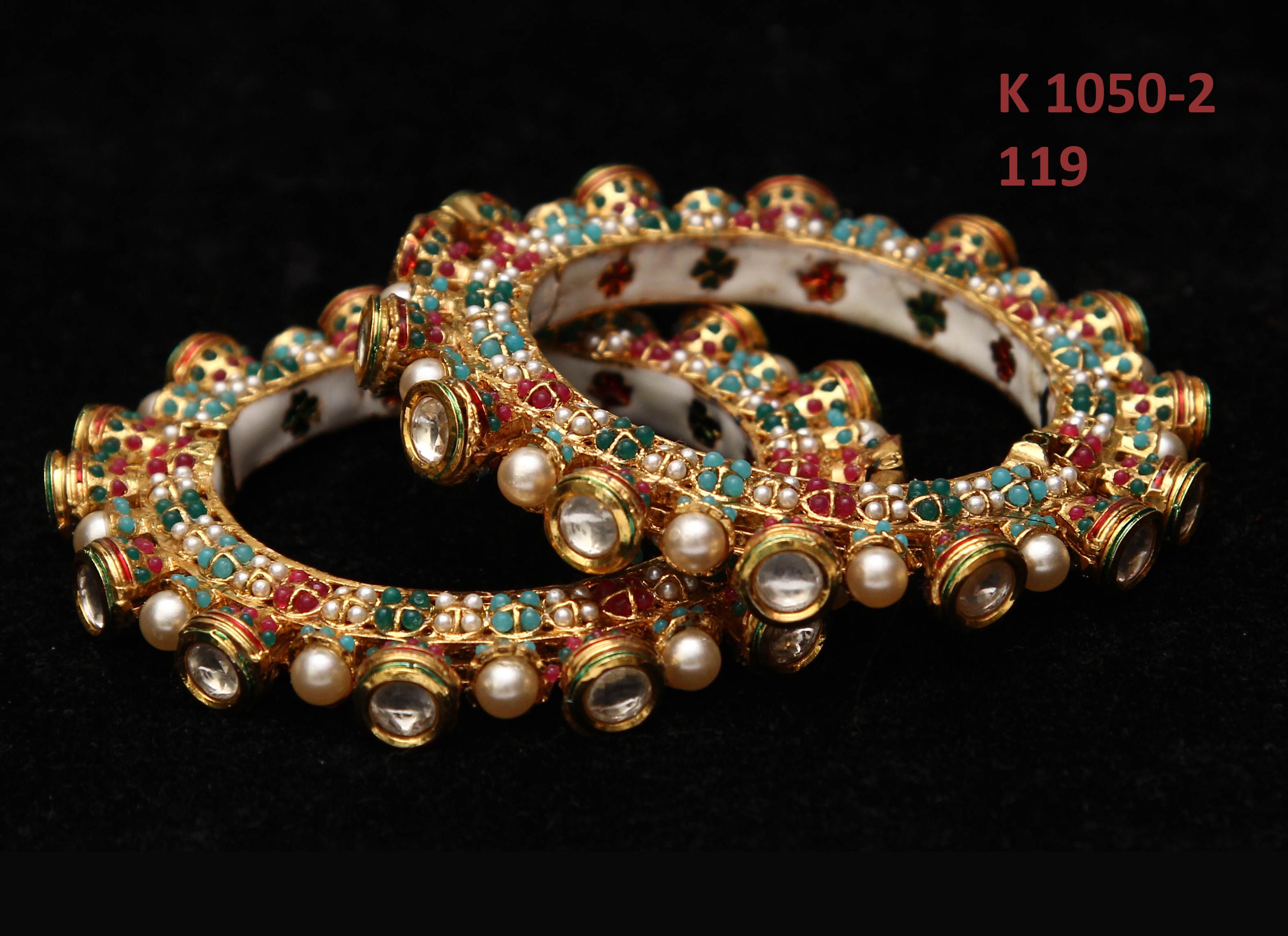 Fine And Antique Bangles Gold Plated Gold Plated Kangan Bridal Traditional Fashion Statement Jewellery Set Of 2 Set Of 2 55Carat