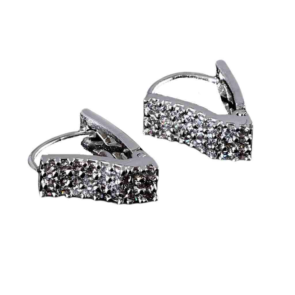 Daily Wear English Lock Earring White Cz Stone Studded Cubic Zircon Silver Plated Clip On Earrings Kan Ka Bali Ethnic Stylish Trendy Look Gifts For Girls