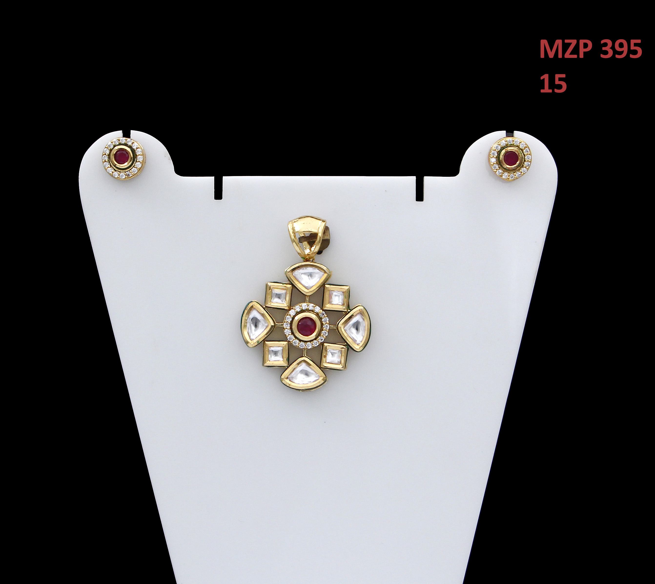 Latest Ethnic Pendant Locket Earrings Set Gold Plated Kundan Stone Handcrafted Indian Traditional Fashion Jewellery For Women Girls Ladies