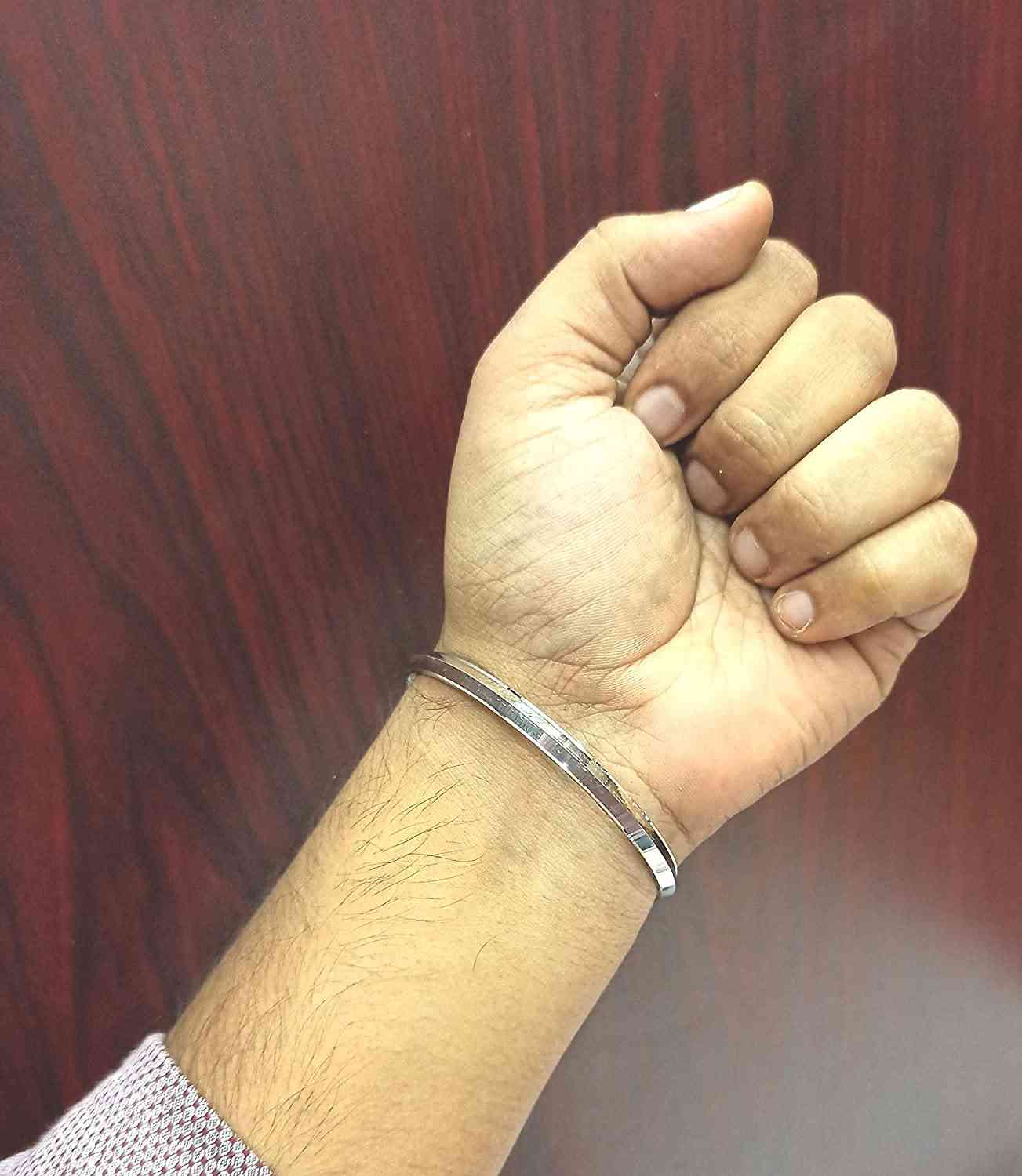 Man hand kada silver top