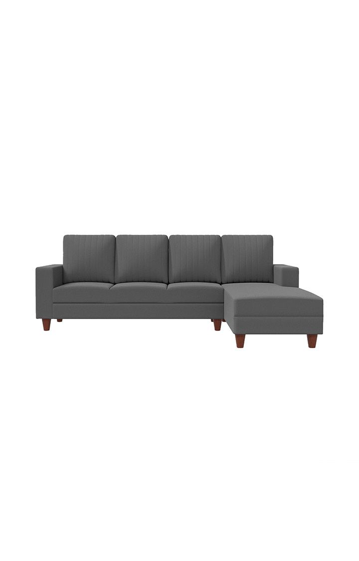 neudot Roman LHS Sectional Sofa for Living Room |6 Person Sofa|Premium Fabric with Cushioned Armrest | Solid Wood Frame|6 Seater in Graphite Grey Color
