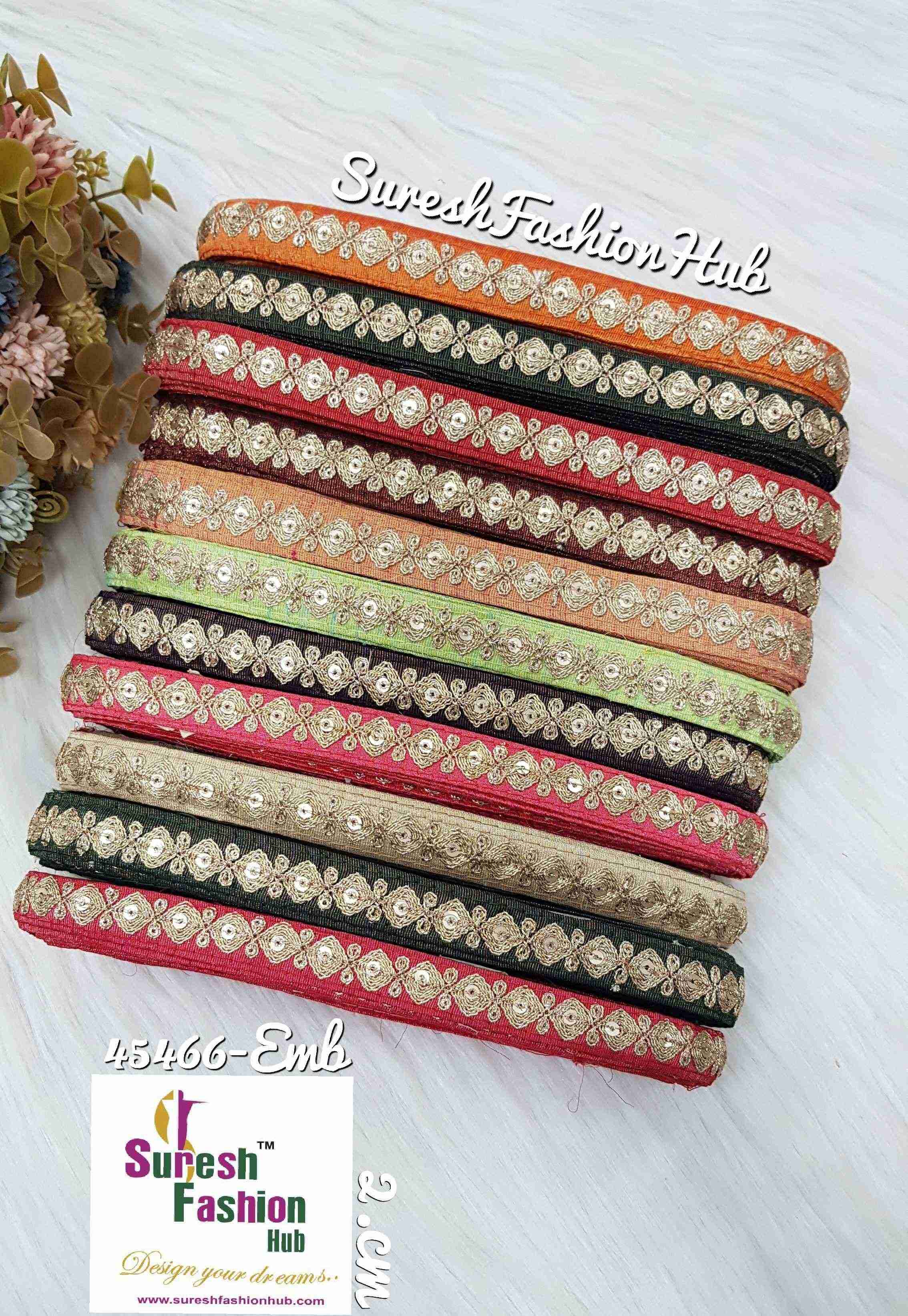 Candy Pink Embroidered Design Trim